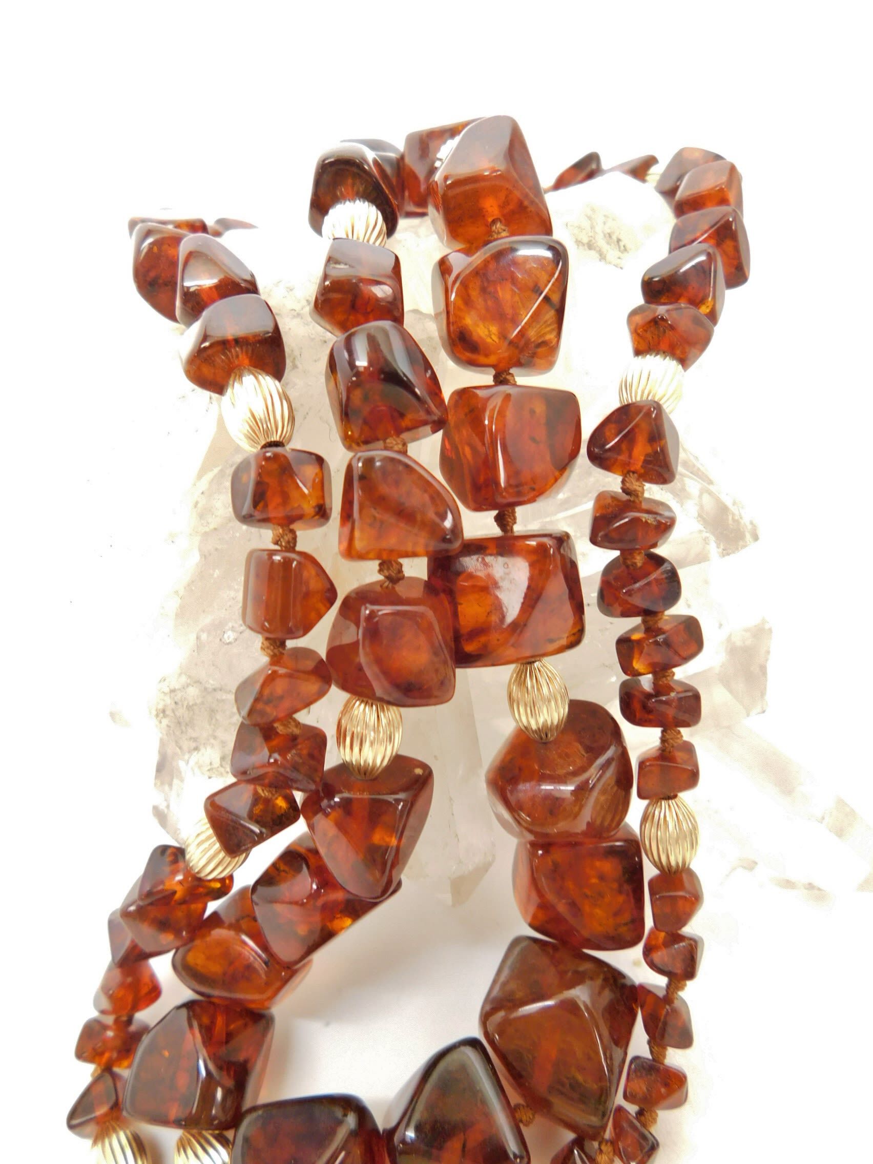 Vintage Long Faux Amber Necklace on Old String, 27.5, Needs Repair, Sold  As-is - Etsy India